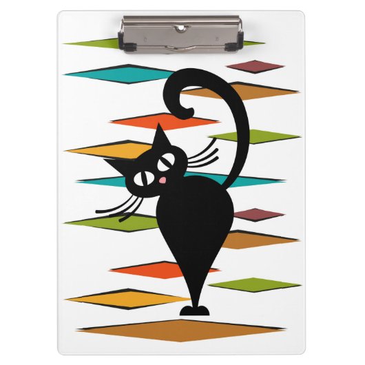 Zwart kattenontwerp uit de middeleeuwen klembord (Voorkant)