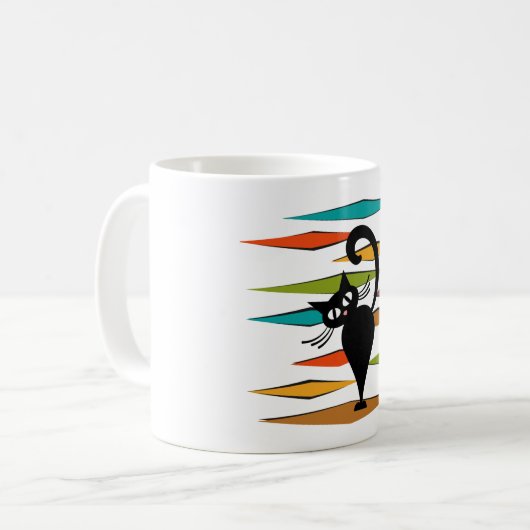 Zwart kattenontwerp uit de middeleeuwen koffiemok (Voorkant links)