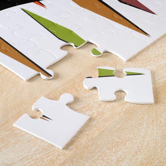 Zwart kattenontwerp uit de middeleeuwen legpuzzel (Zijkant)