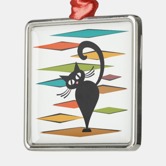 Zwart kattenontwerp uit de middeleeuwen metalen ornament (Links)