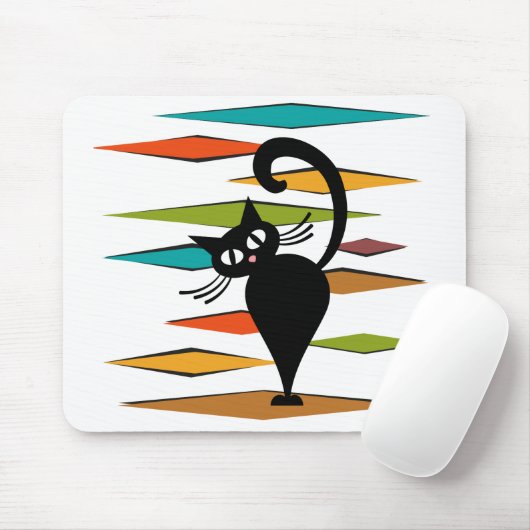 Zwart kattenontwerp uit de middeleeuwen muismat (Met muis)