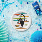 Zwart kattenontwerp uit de middeleeuwen papieren bordje (Feest)