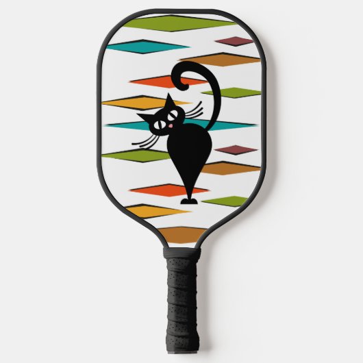 Zwart kattenontwerp uit de middeleeuwen pickleball paddle (Voorkant)