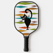 Zwart kattenontwerp uit de middeleeuwen pickleball paddle (Achterkant)
