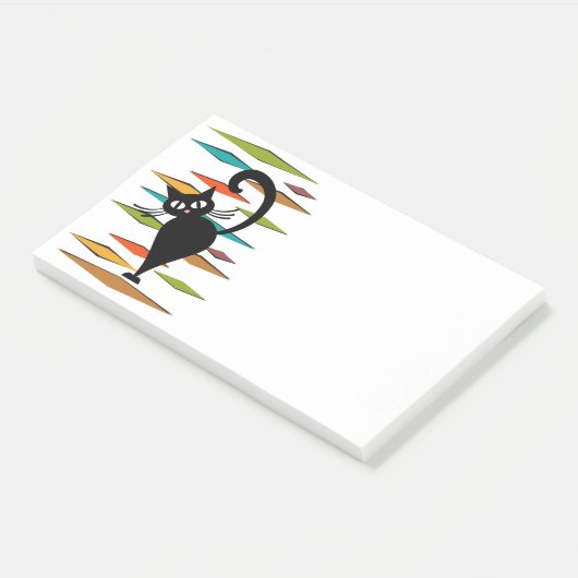 Zwart kattenontwerp uit de middeleeuwen post-it® notes (Schuin)