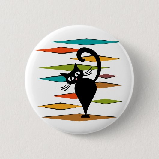 Zwart kattenontwerp uit de middeleeuwen ronde button 5,7 cm (Voorkant)