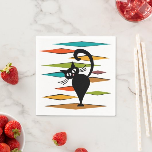 Zwart kattenontwerp uit de middeleeuwen servet (Insitu)