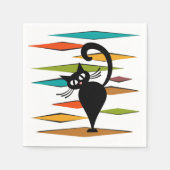 Zwart kattenontwerp uit de middeleeuwen servet (Voorkant)