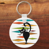 Zwart kattenontwerp uit de middeleeuwen sleutelhanger (Voorkant)