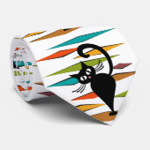 Zwart kattenontwerp uit de middeleeuwen stropdas (Opgerold)