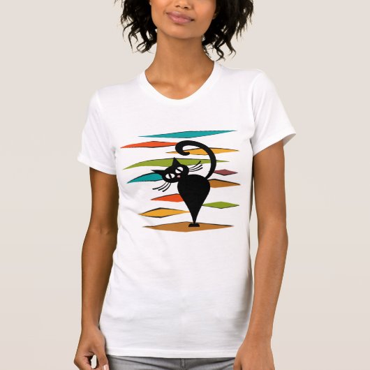 Zwart kattenontwerp uit de middeleeuwen t-shirt (Voorkant)