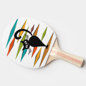 Zwart kattenontwerp uit de middeleeuwen tafeltennisbatje (Zijkant)