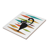 Zwart kattenontwerp uit de middeleeuwen tegeltje (Zijkant)