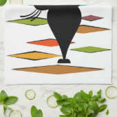 Zwart kattenontwerp uit de middeleeuwen theedoek (Gevouwen)