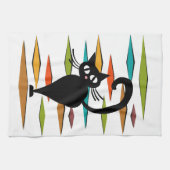 Zwart kattenontwerp uit de middeleeuwen theedoek (Horizontaal)