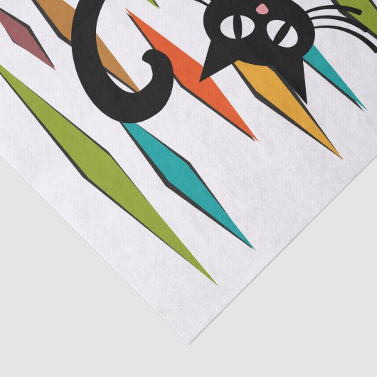 Zwart kattenontwerp uit de middeleeuwen tissuepapier (Detail)