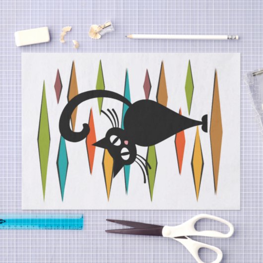 Zwart kattenontwerp uit de middeleeuwen tissuepapier (Craft)