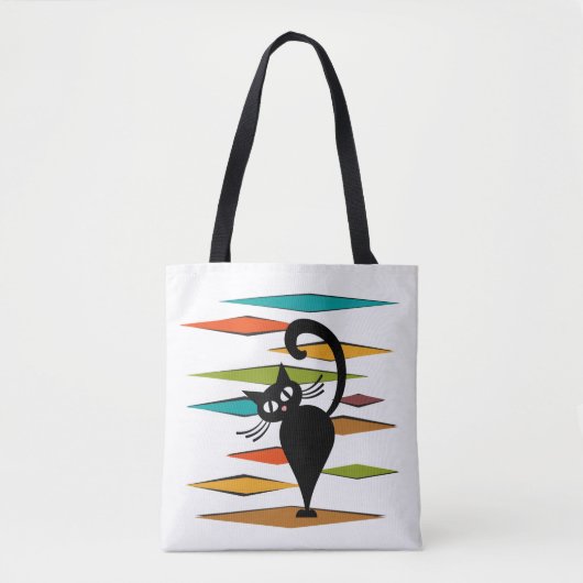 Zwart kattenontwerp uit de middeleeuwen tote bag (Voorkant)