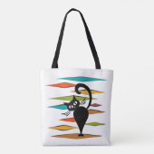 Zwart kattenontwerp uit de middeleeuwen tote bag (Achterkant)