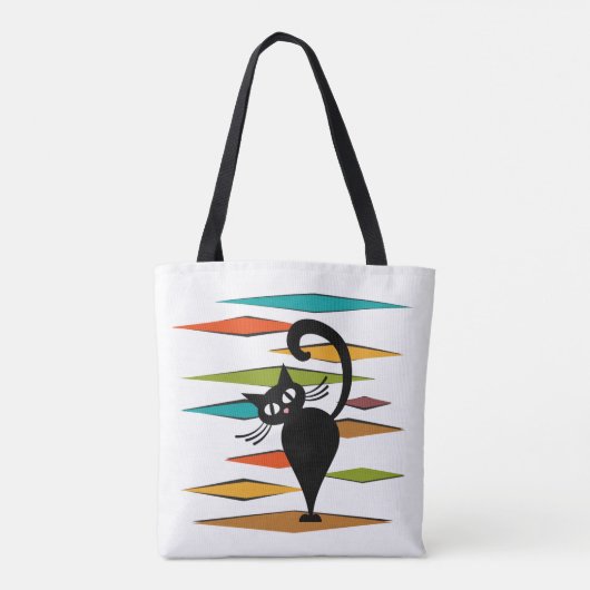 Zwart kattenontwerp uit de middeleeuwen tote bag (Achterkant)