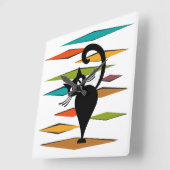 Zwart kattenontwerp uit de middeleeuwen vierkante klok (Hoek)