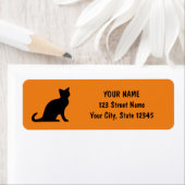 Zwart kattenoranje Halloween-retouradreslabels Etiket (Insitu)