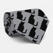 Zwart Kattenpak Shirt Accessoire Stropdas Grijs (Opgerold)