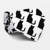 Zwart Kattenpak Shirt Accessoire Stropdas Wit (Opgerold)