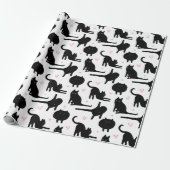 Zwart kattenpakpapier cadeaupapier (Uitgerold)