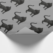Zwart kattenpapier cadeaupapier (Hoek)