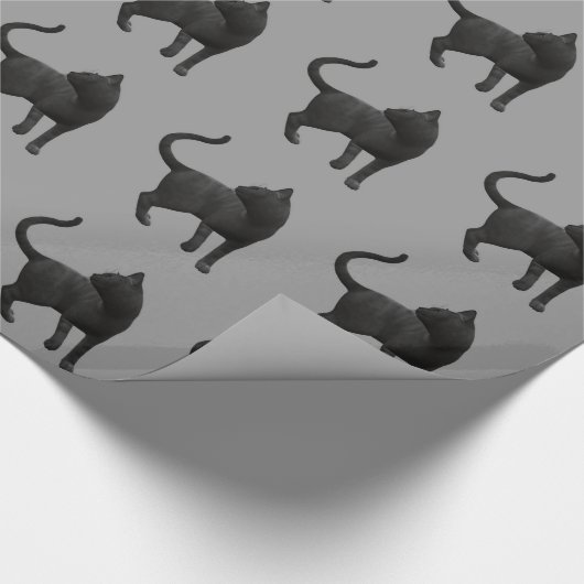 Zwart kattenpapier cadeaupapier (Hoek)