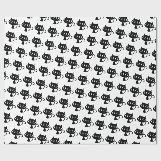 Zwart kattenpapier cadeaupapier (Vlak)