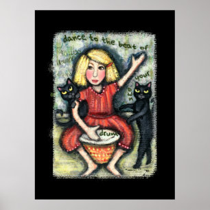 Zwart-kattenpapier — Poster afdrukken