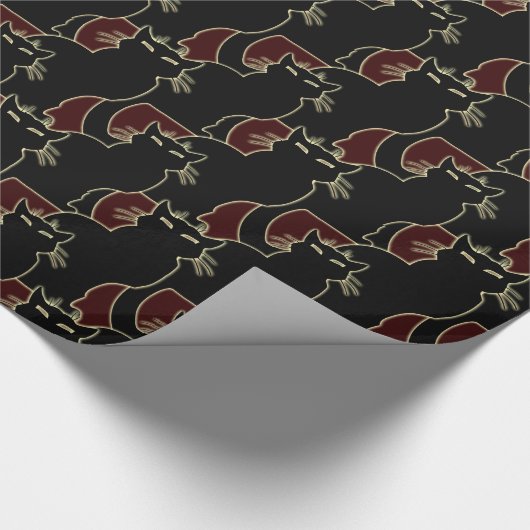 Zwart kattenpapier voor het oppakken van papierkat cadeaupapier (Hoek)