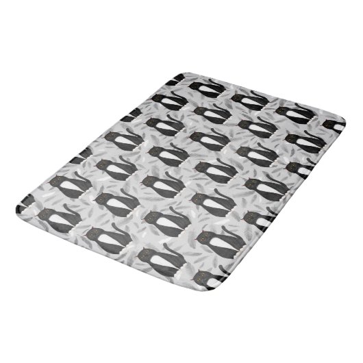 Zwart kattenpatroon Bath Mat (Gekanteld)