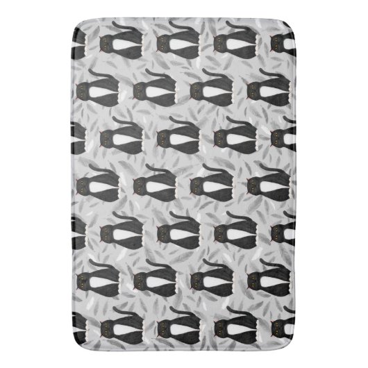 Zwart kattenpatroon Bath Mat (Voorkant Verticaal)