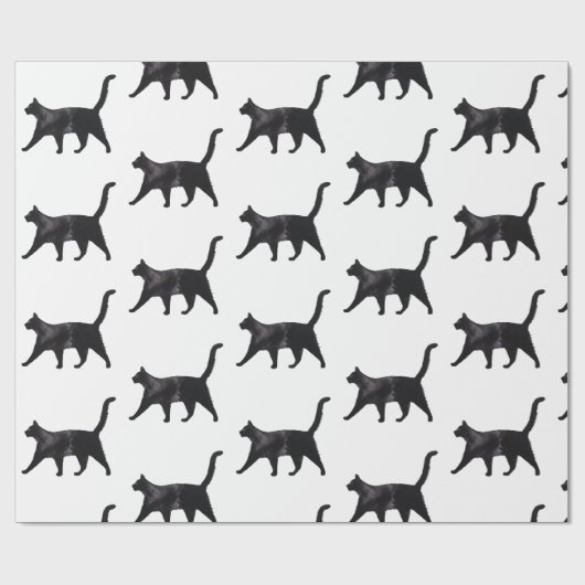 Zwart kattenpatroon cadeaupapier (Vlak)