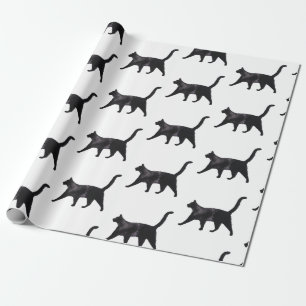 Zwart kattenpatroon cadeaupapier