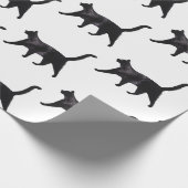 Zwart kattenpatroon cadeaupapier (Hoek)