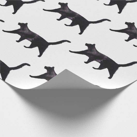 Zwart kattenpatroon cadeaupapier (Hoek)