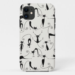 zwart kattenpatroon Case-Mate iPhone case