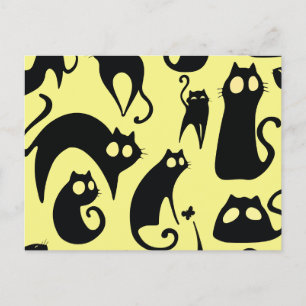 Zwart kattenpatroon feestdagenkaart