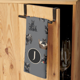 Zwart kattenpatroon keuken theedoek