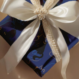 Zwart kattenpatroon midden in de nacht–moderne min cadeaupapier