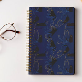 Zwart kattenpatroon middernacht - modern minimalis notitieboek