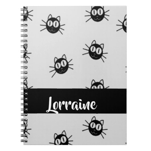 Zwart kattenpatroon notitieboek (Voorkant)