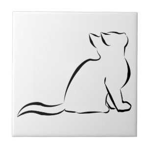 Zwart kattensilhouet tegeltje