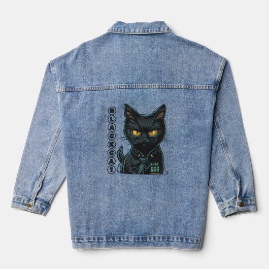 Zwart kattenvuurwerk denim jacket (Achterkant)