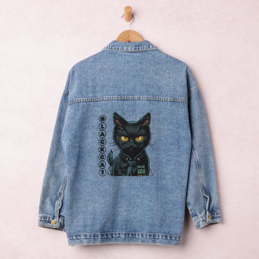 Zwart kattenvuurwerk denim jacket (Hangar)
