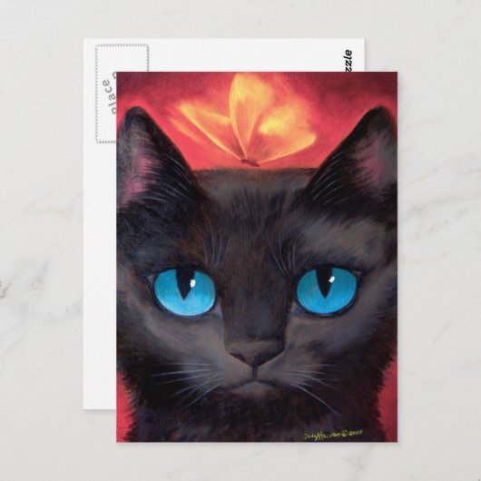 Zwart kattewerk en vlinder - Multi Briefkaart (Voorkant / Achterkant)